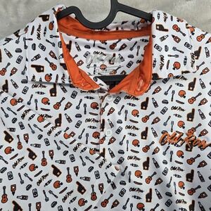 Old Row Size XL Pregamer White Orange Pattern Golf Polo Shirt Peformance‎